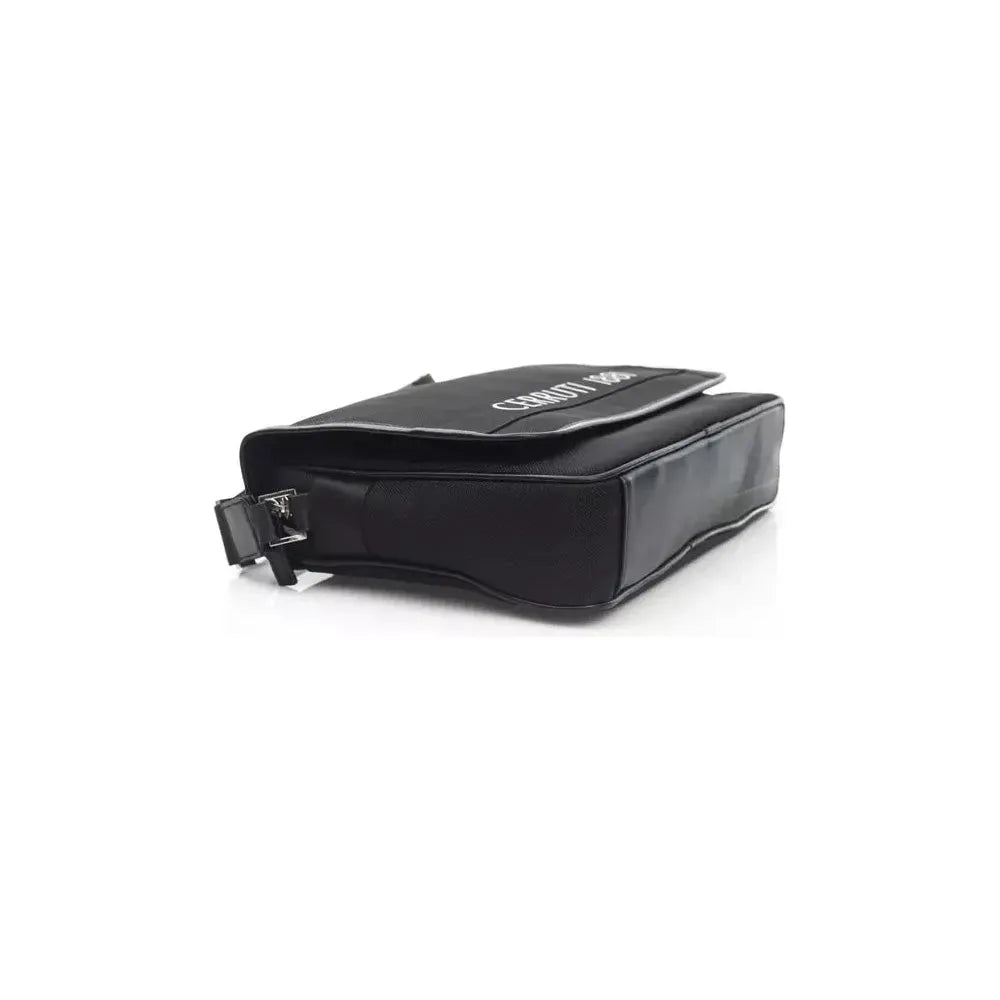 حقيبة ساعي البريد للرجال من شيروتي 1881 مصنوعة من النايلون باللون الأسود