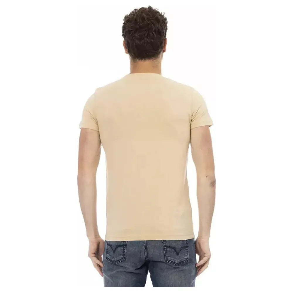 تي شيرت رجالي من Trussardi Action مصنوع من القطن باللون البيج
