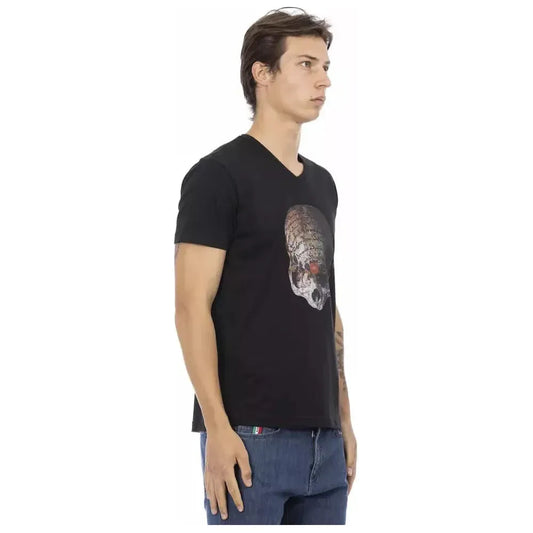 Trussardi Action Black Cotton Men's V-Neck T-Shirt TR-22864-S