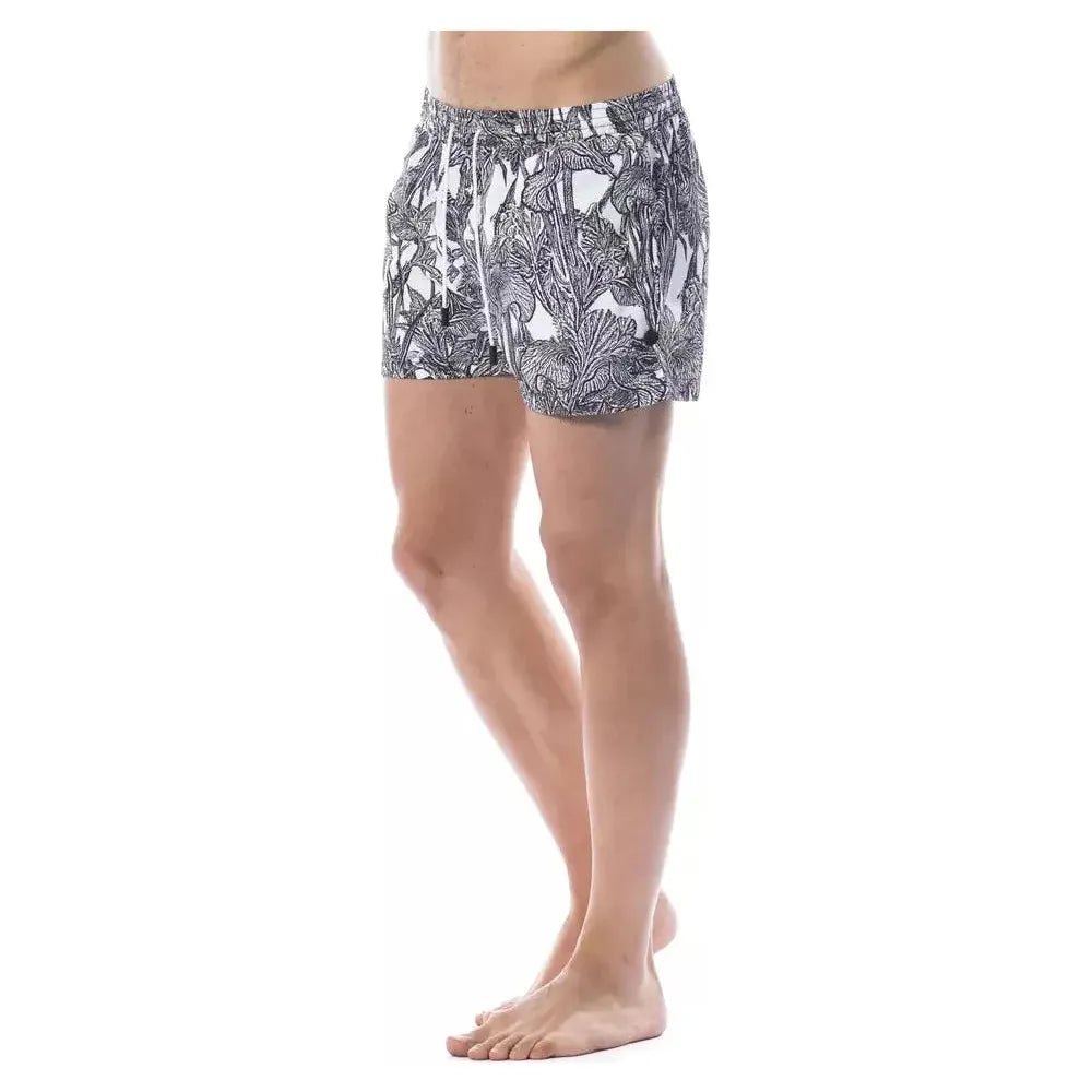 سروال سباحة رجالي من البوليستر باللون الأسود من روبرتو كافالي سبورت