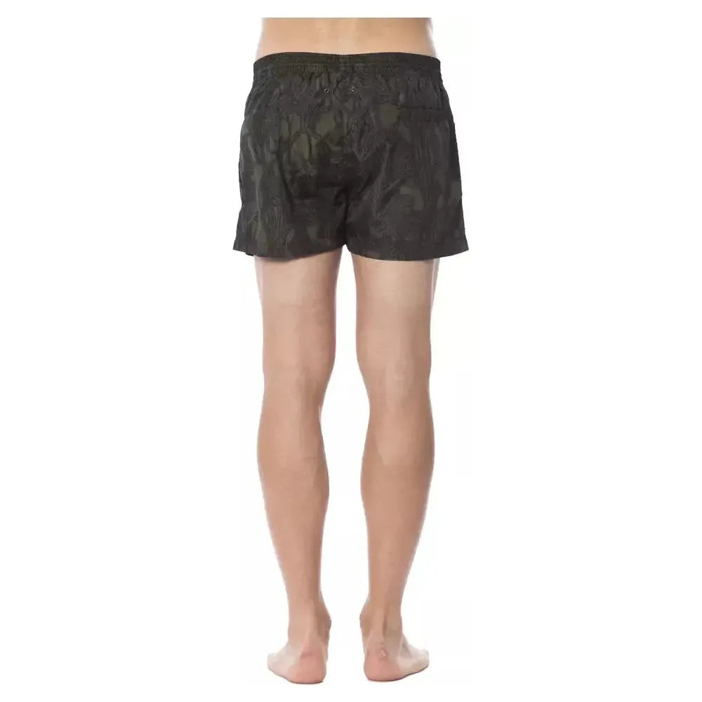 Roberto Cavalli Sport Army Polyester Men Swim Trunk