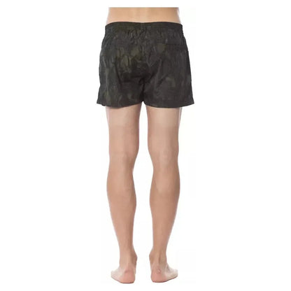 Roberto Cavalli Sport Army Polyester Men Swim Trunk