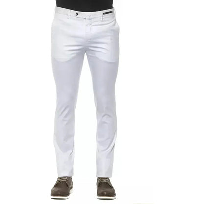PT Torino White Cotton Men Slim Trouser Jeans & Pants