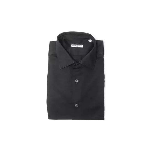 Robert Friedman Black Cotton Men Shirt RO-20360-M