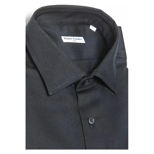 Robert Friedman Black Cotton Men Shirt RO-20360-M