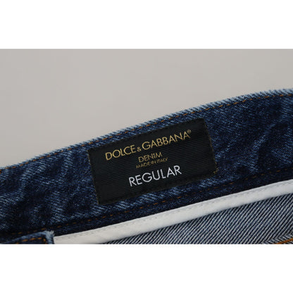 Dolce & Gabbana Blue Cotton Tattered Men Denim Jeans