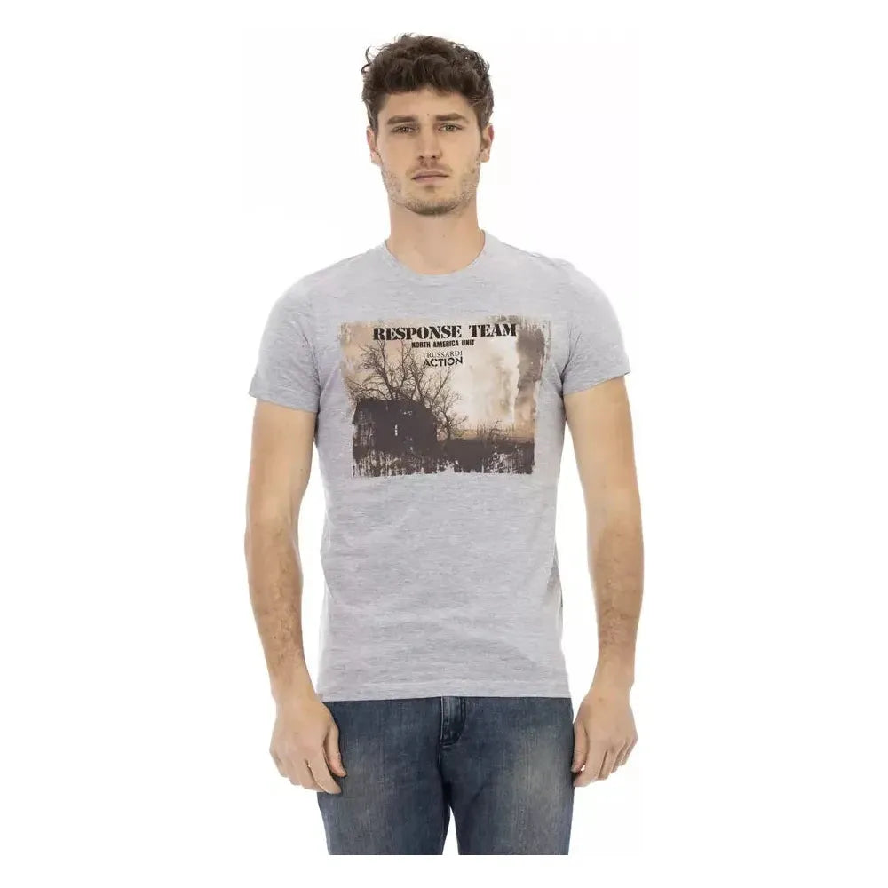 Trussardi Action Gray Cotton Men T-Shirt
