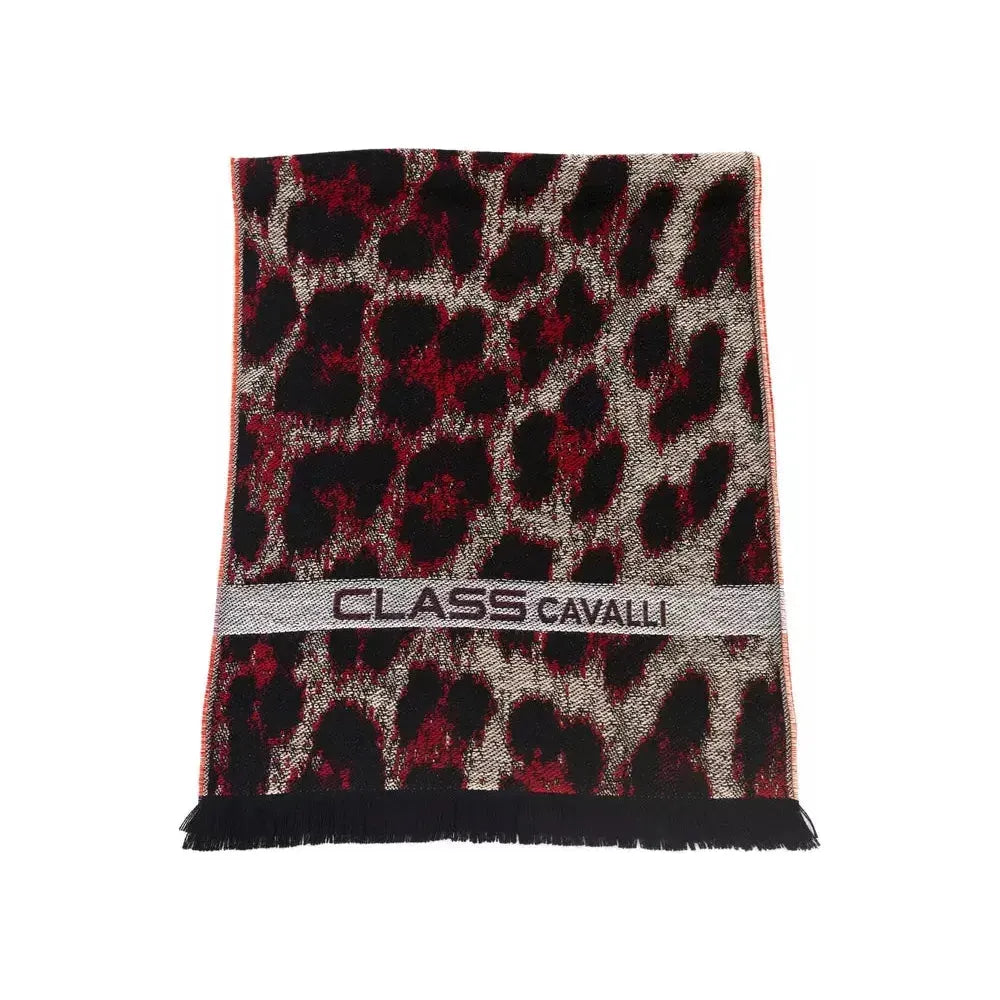 Cavalli Class Burgundy Wool Scarf