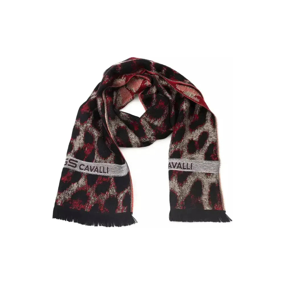 Cavalli Class Burgundy Wool Scarf