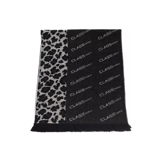 Cavalli Class Black Wool Men Scarf CA-22214