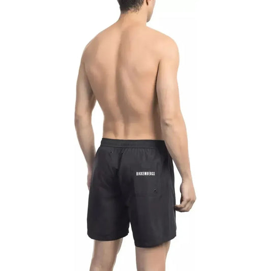 Bikkembergs Black Polyester Men Swim Short BI-22004-S