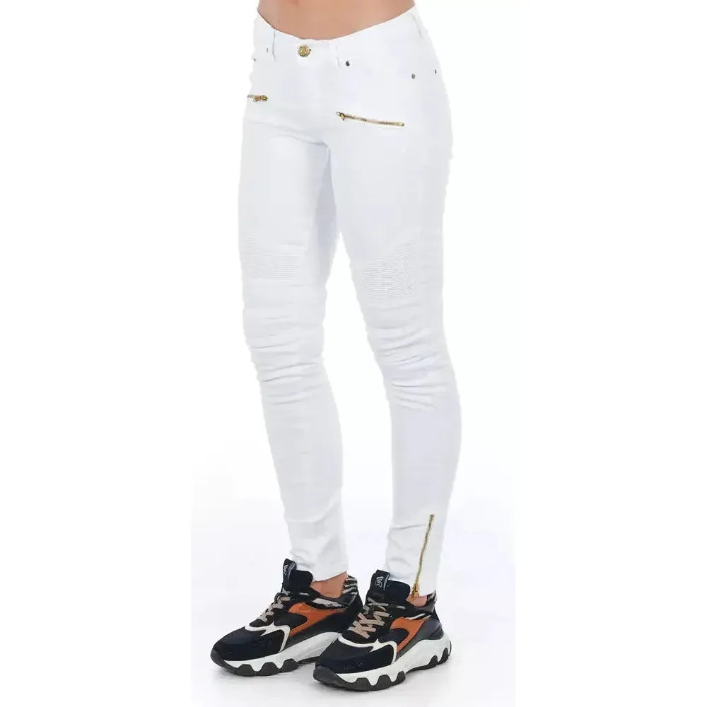 Frankie Morello White Cotton Pant