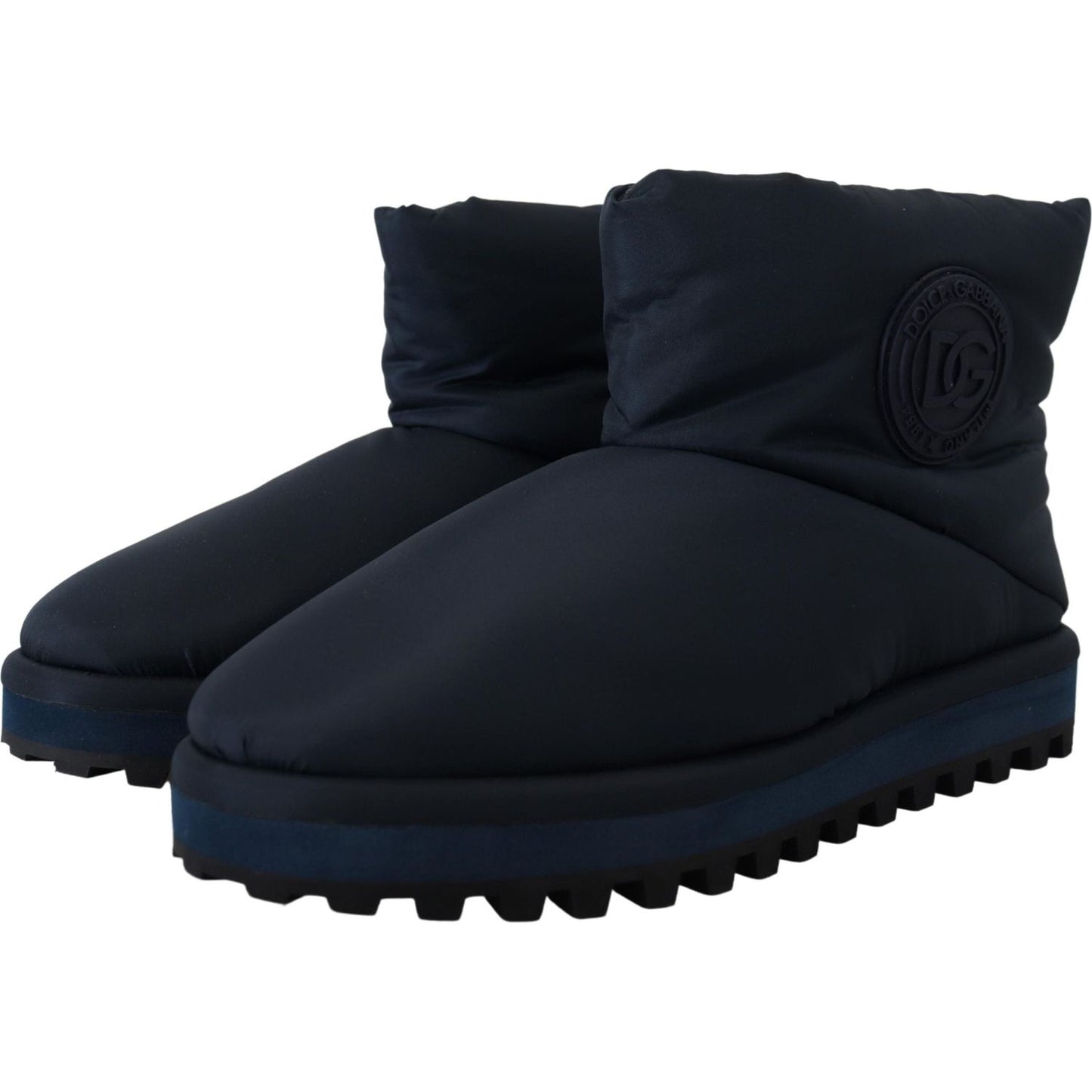 Dolce & Gabbana Blue Nylon Boots Padded Mid Calf Shoes