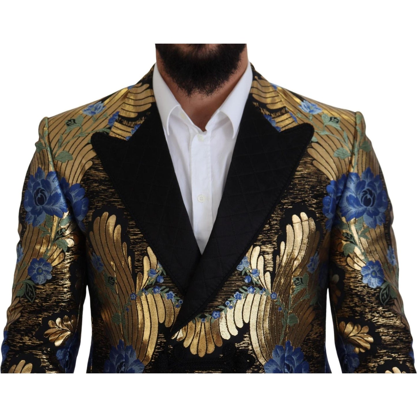 Dolce & Gabbana Gold Lurex Double Breasted Jacket Blazer KOS2120- 46