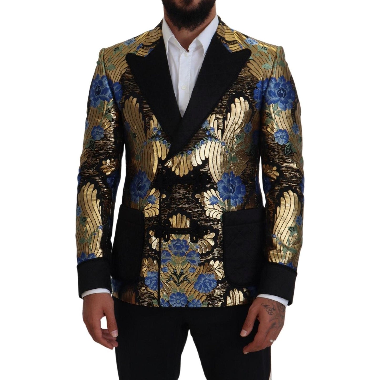 Dolce & Gabbana Gold Lurex Double Breasted Jacket Blazer KOS2120- 46