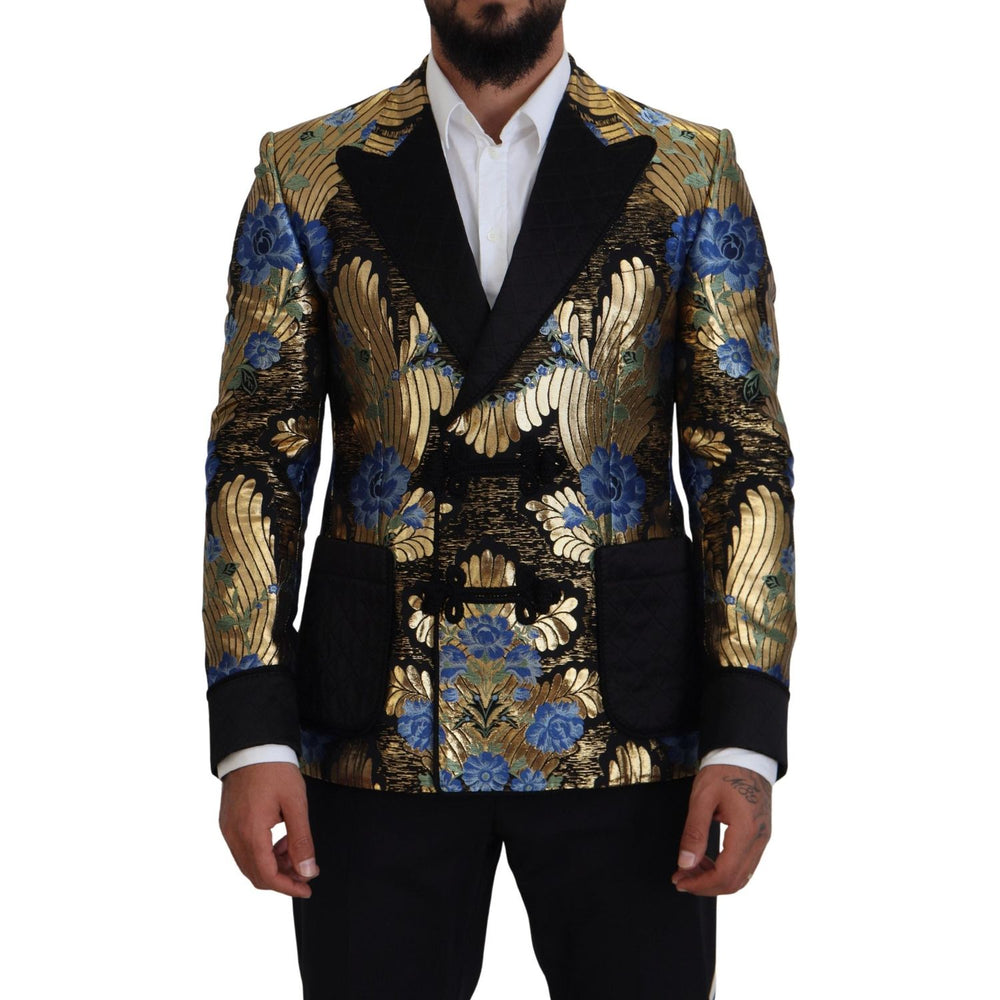 Dolce & Gabbana Gold Lurex Double Breasted Jacket Blazer KOS2120- 46