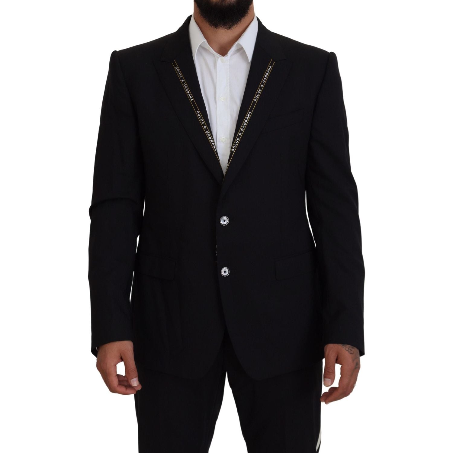 Dolce & Gabbana Black Wool Stretch Slim Fit Jacket Blazer