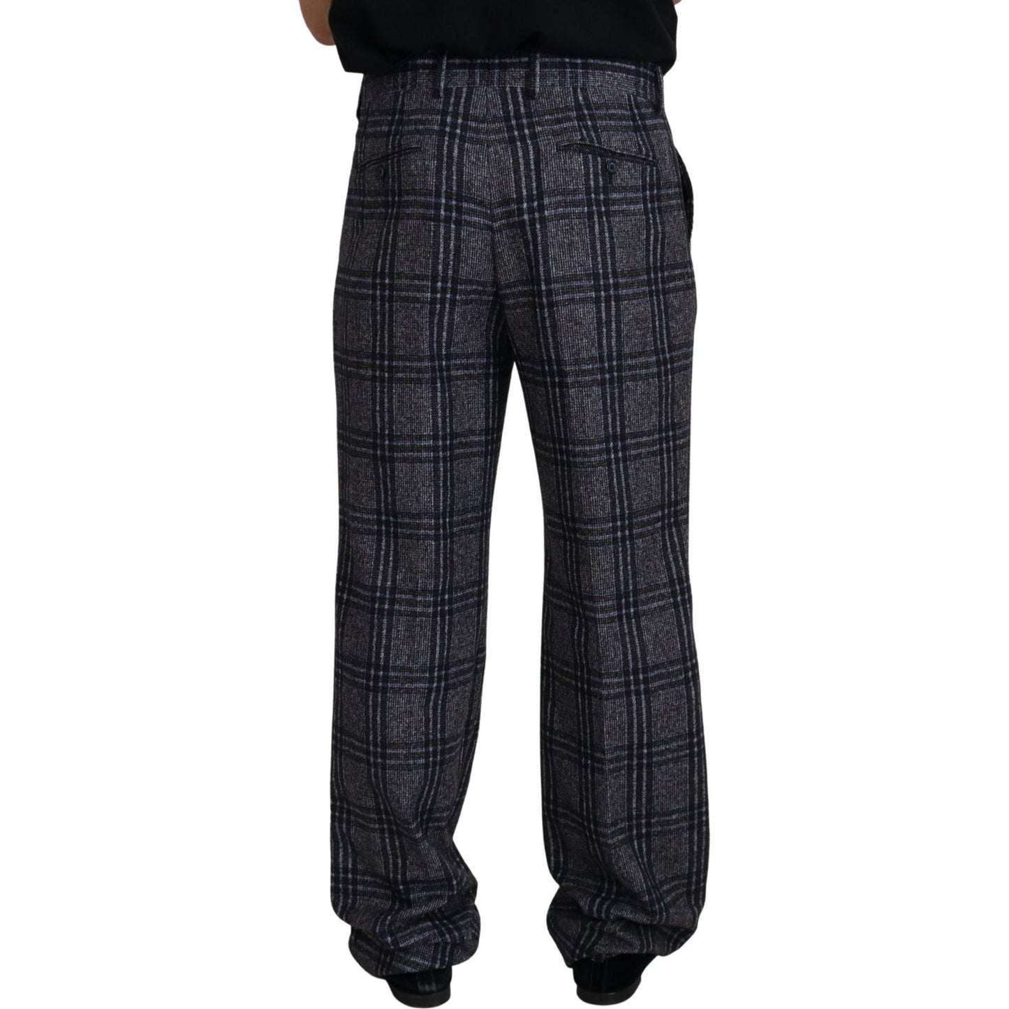 Dolce & Gabbana Gray Checkered Mid Waist Men Pants