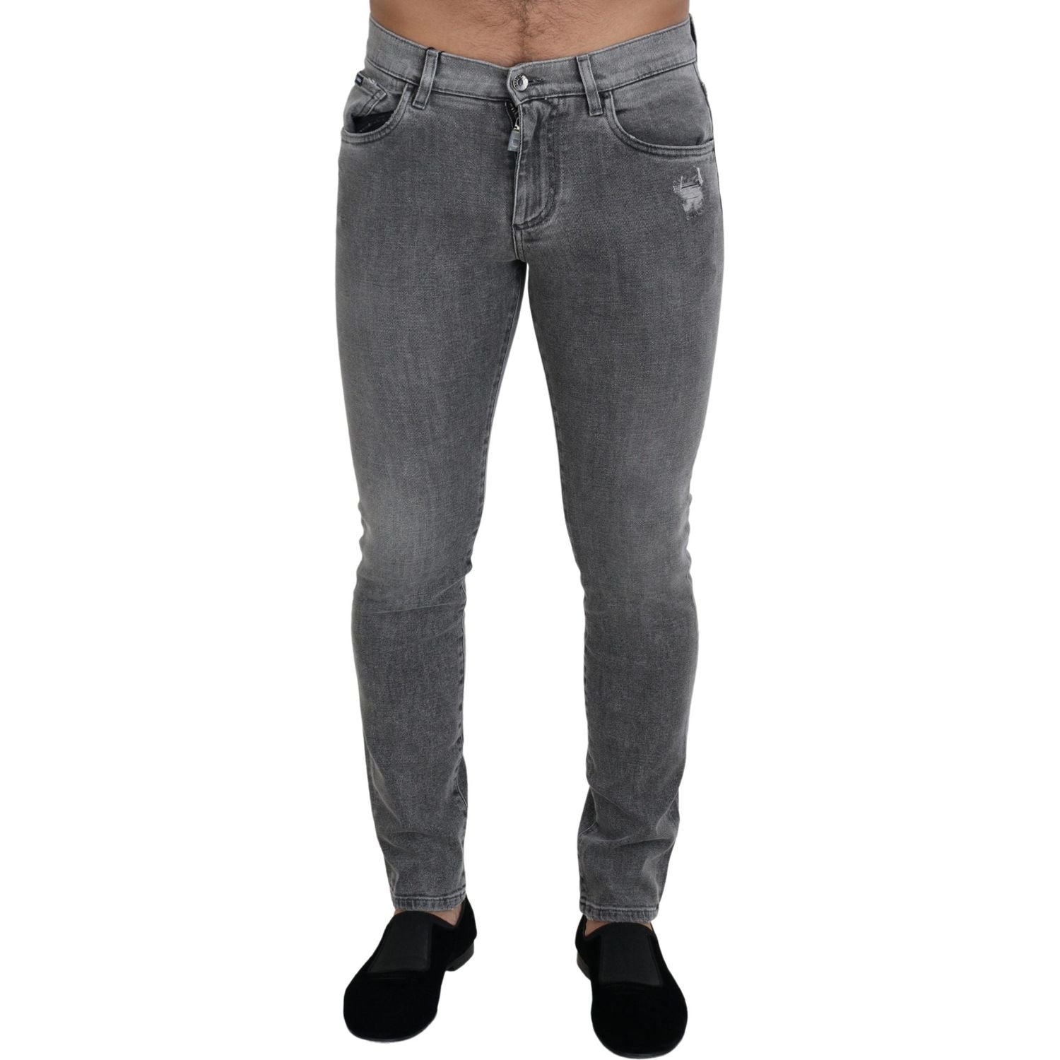 Dolce & Gabbana Grey Washed Cotton Skinny Denim Jeans