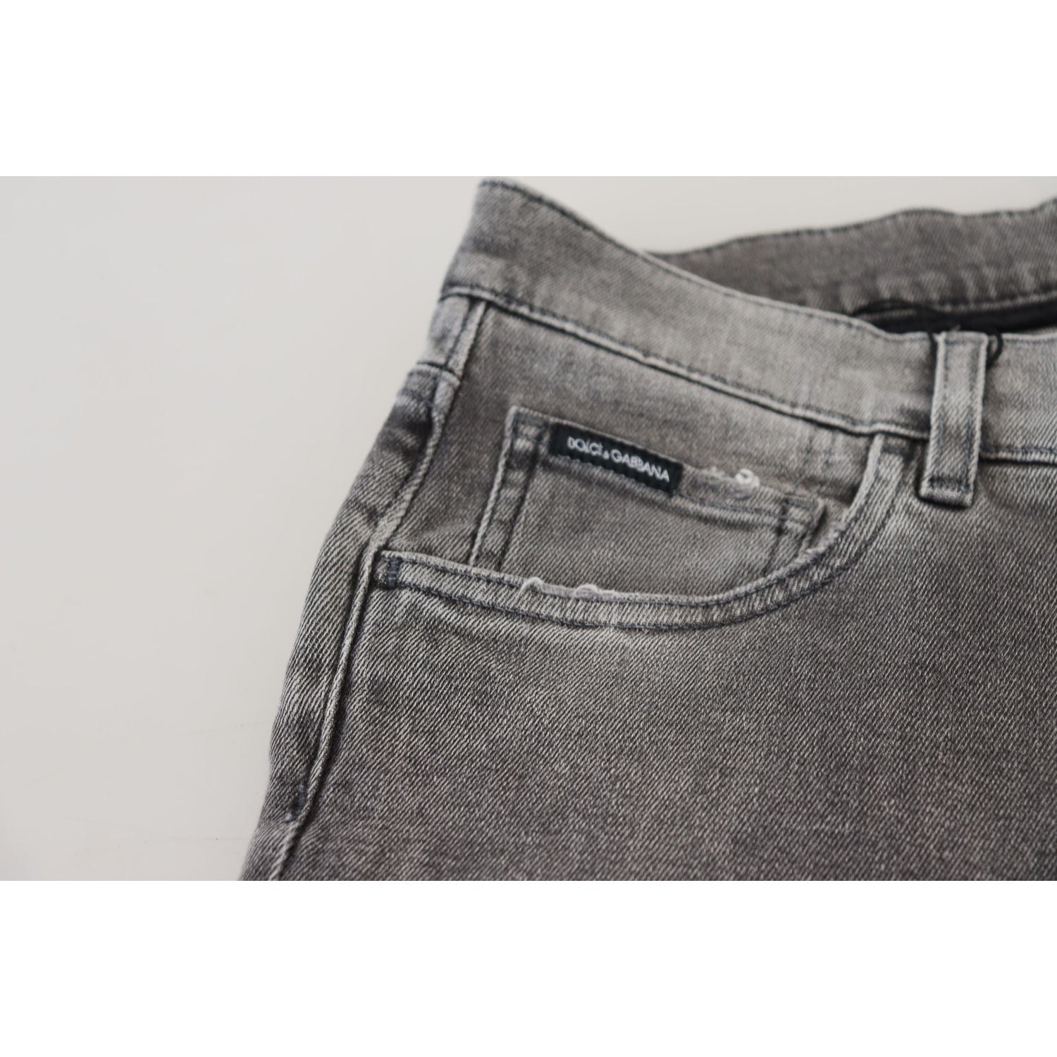 Dolce & Gabbana Grey Washed Cotton Skinny Denim Jeans