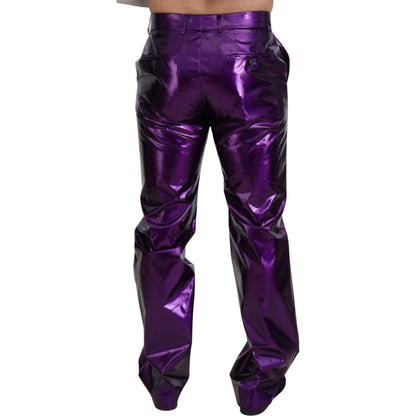 Dolce & Gabbana Purple Shining Men Casual Pants