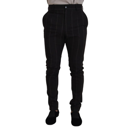 Dolce & Gabbana Black Wool Chino Formal Men Pants
