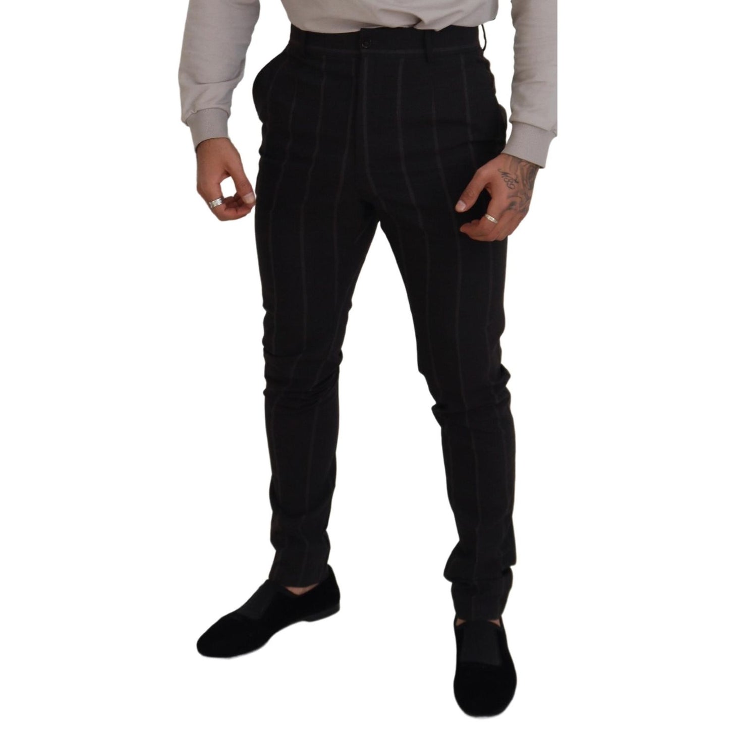 Dolce & Gabbana Black Wool Chino Formal Men Pants
