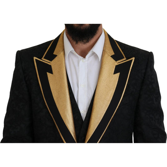 Dolce & Gabbana Black Gold Fantasy Tuxedo Slim Fit Suit KOS2110- 46