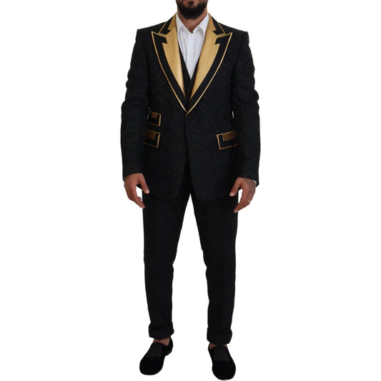 Dolce & Gabbana Black Gold Fantasy Tuxedo Slim Fit Suit KOS2110- 46