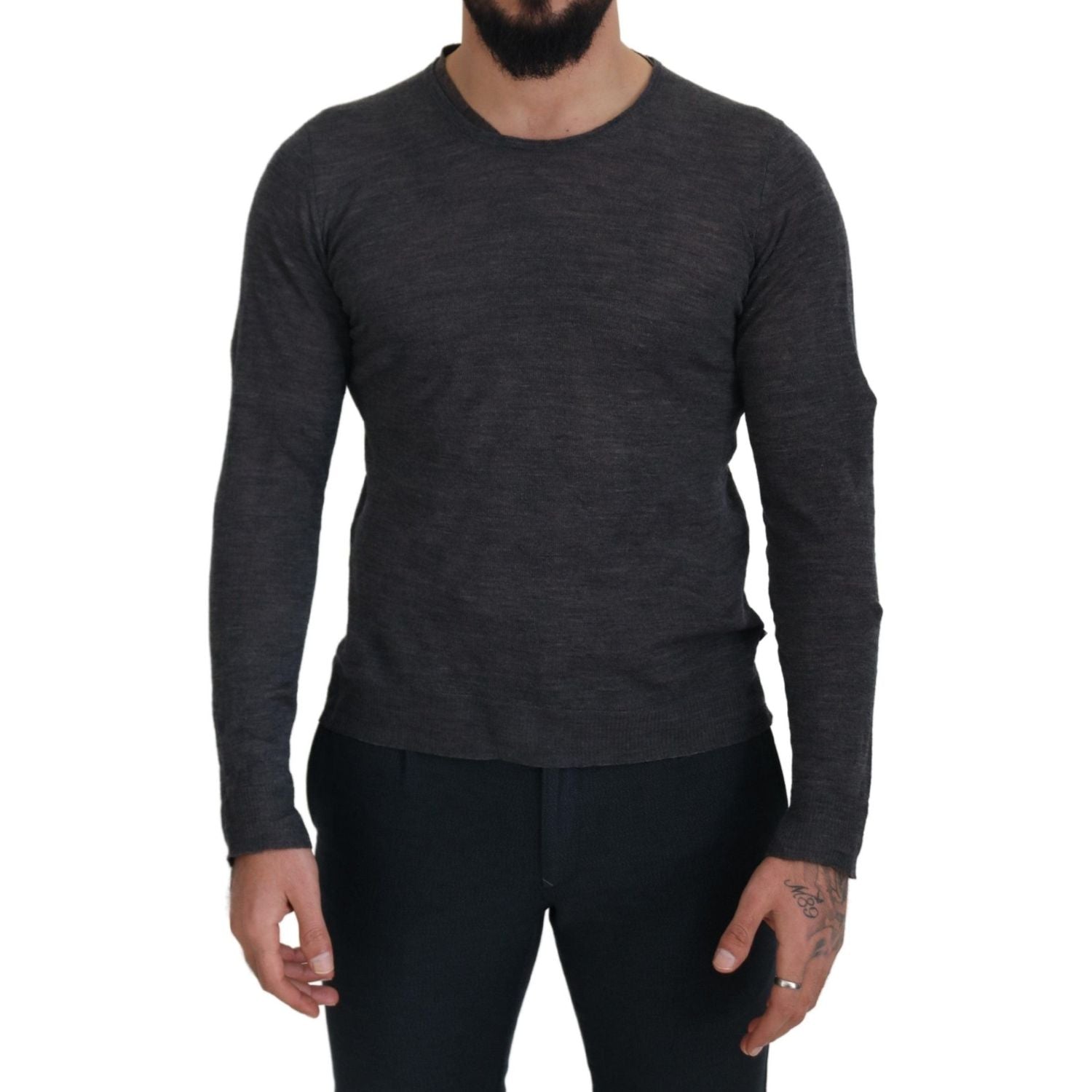 سترة صوفية برقبة دائرية رمادية أنيقة من إنتاج شركة كوستيوم ناشيونال