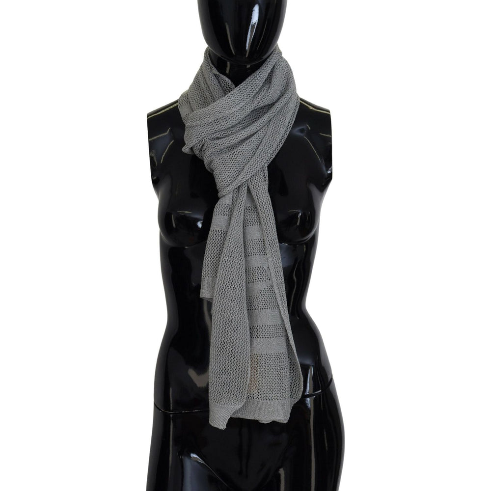 John Galliano Gray Logo Knitted Neck Wrap Shawl Foulard Scarf MS6861