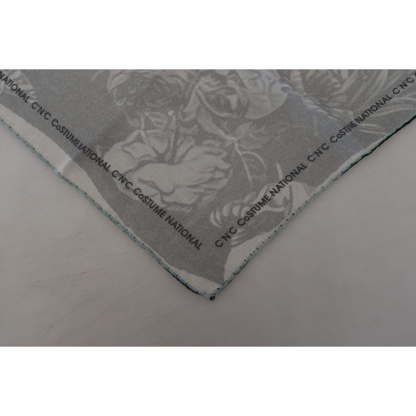 Costume National Gray Print Shawl Foulard Branded Scarf