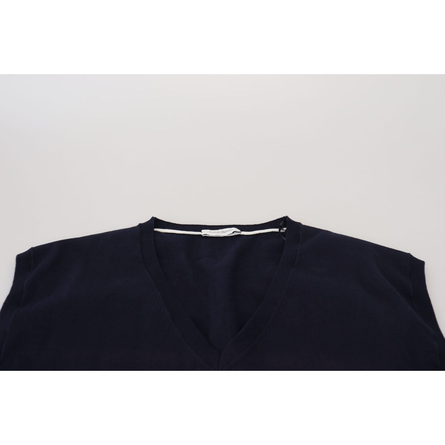 باولو بيكورا ميلانو أنيق أسود بلا أكمام الرقبة على شكل حرف V