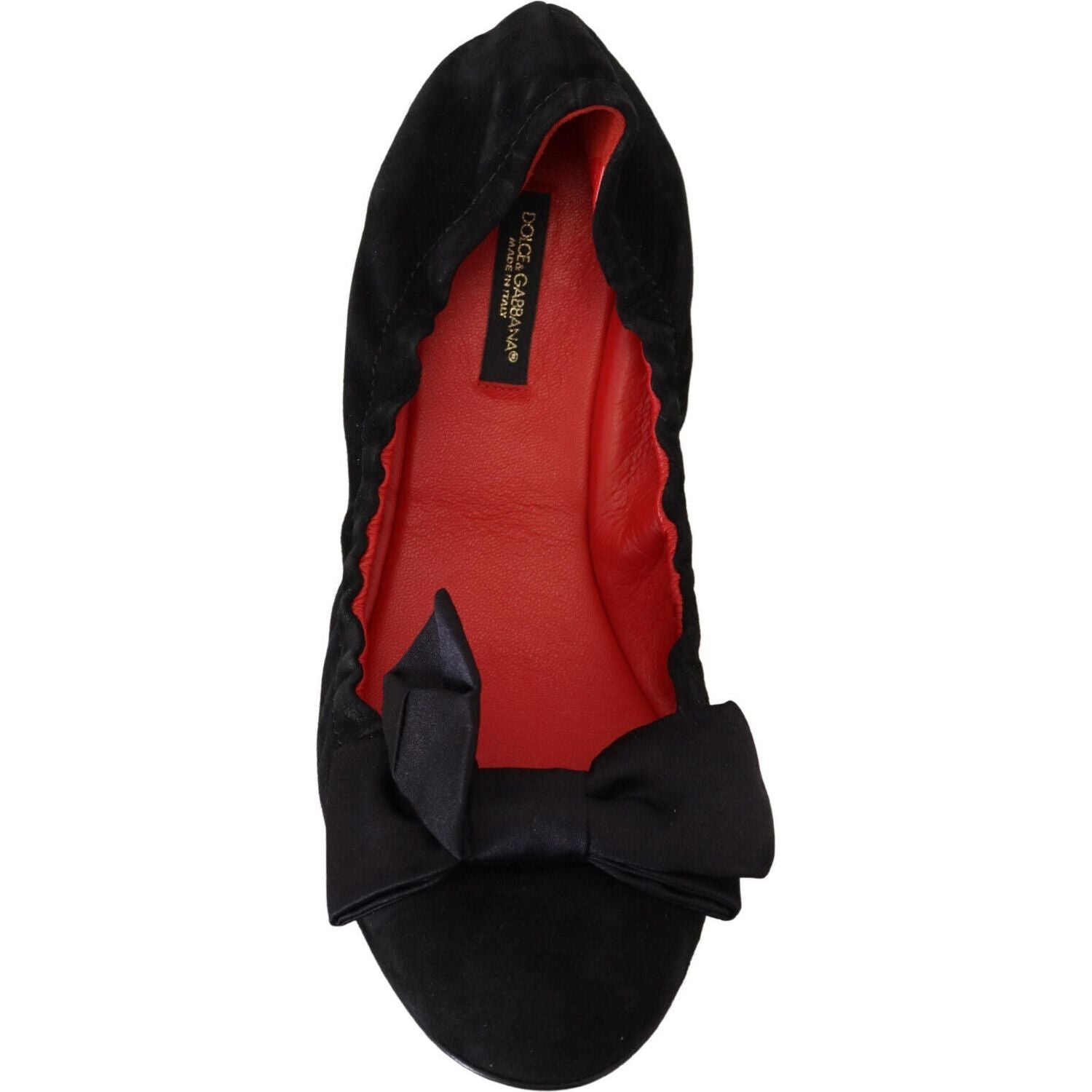 حذاء باليه أنيق من الجلد المدبوغ باللون الأسود من دولتشي آند غابانا