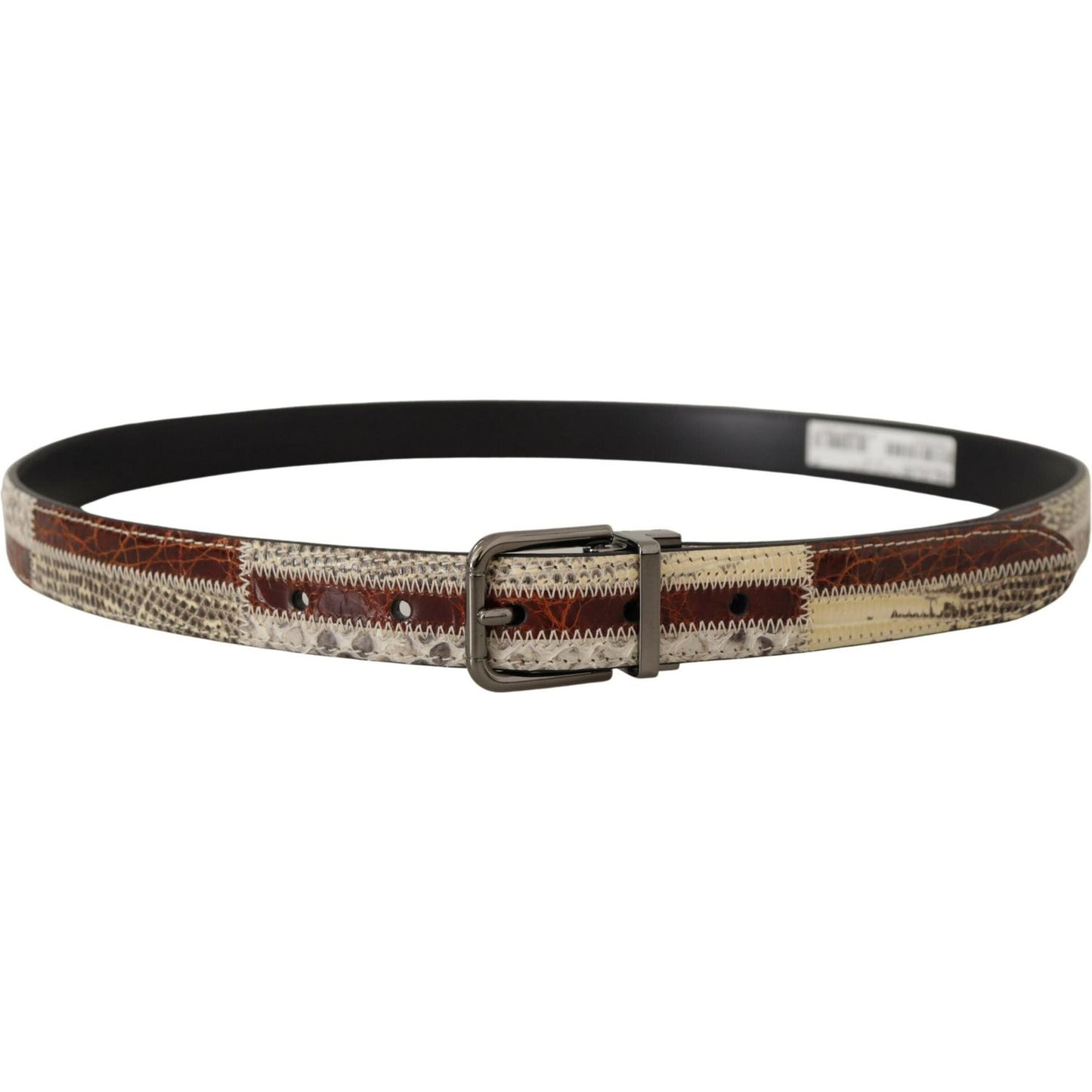 Dolce & Gabbana Multicolor Exotic Leather Patchwork Metal Belt