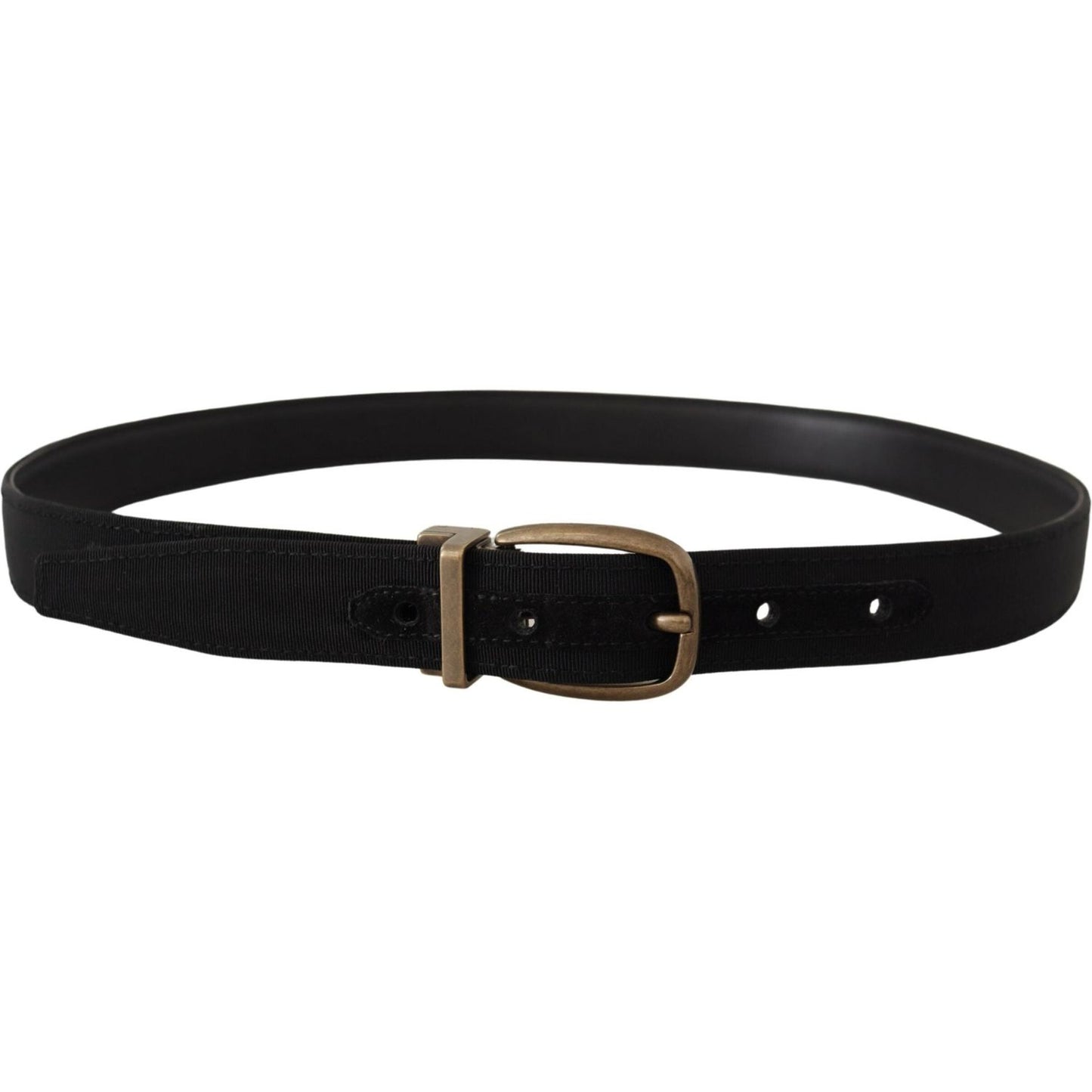 Dolce & Gabbana Black Grosgrain Leather Bronze Metal Belt BEL8431- 80