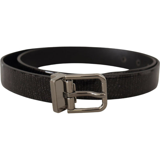 Dolce & Gabbana Black Leather Vernice Metal Buckle Belt BEL8473- 90