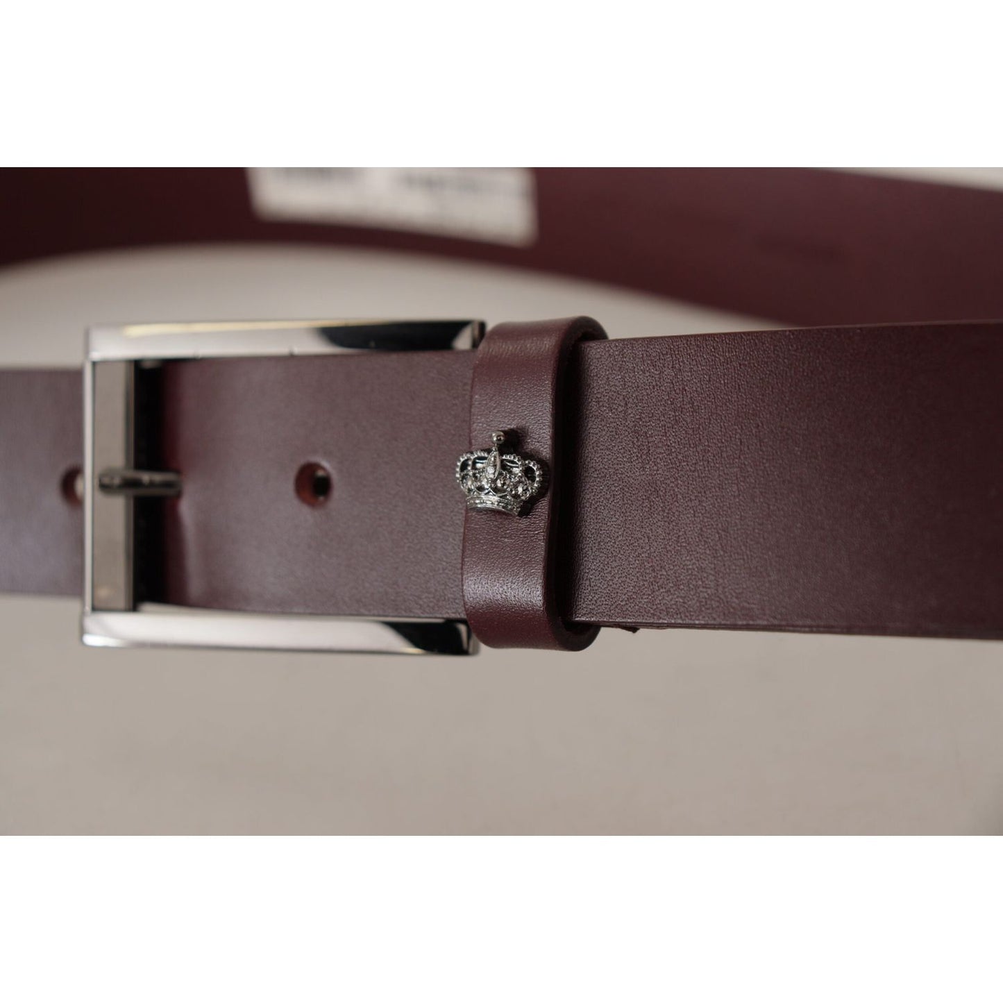 Dolce & Gabbana Brown Leather Silver Metal Crown Buckle Belt