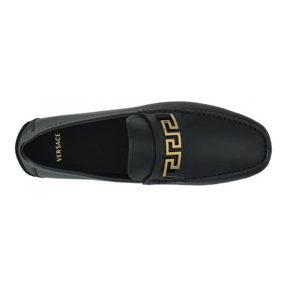 Versace Elegant Black Calf Leather Men's Loafers