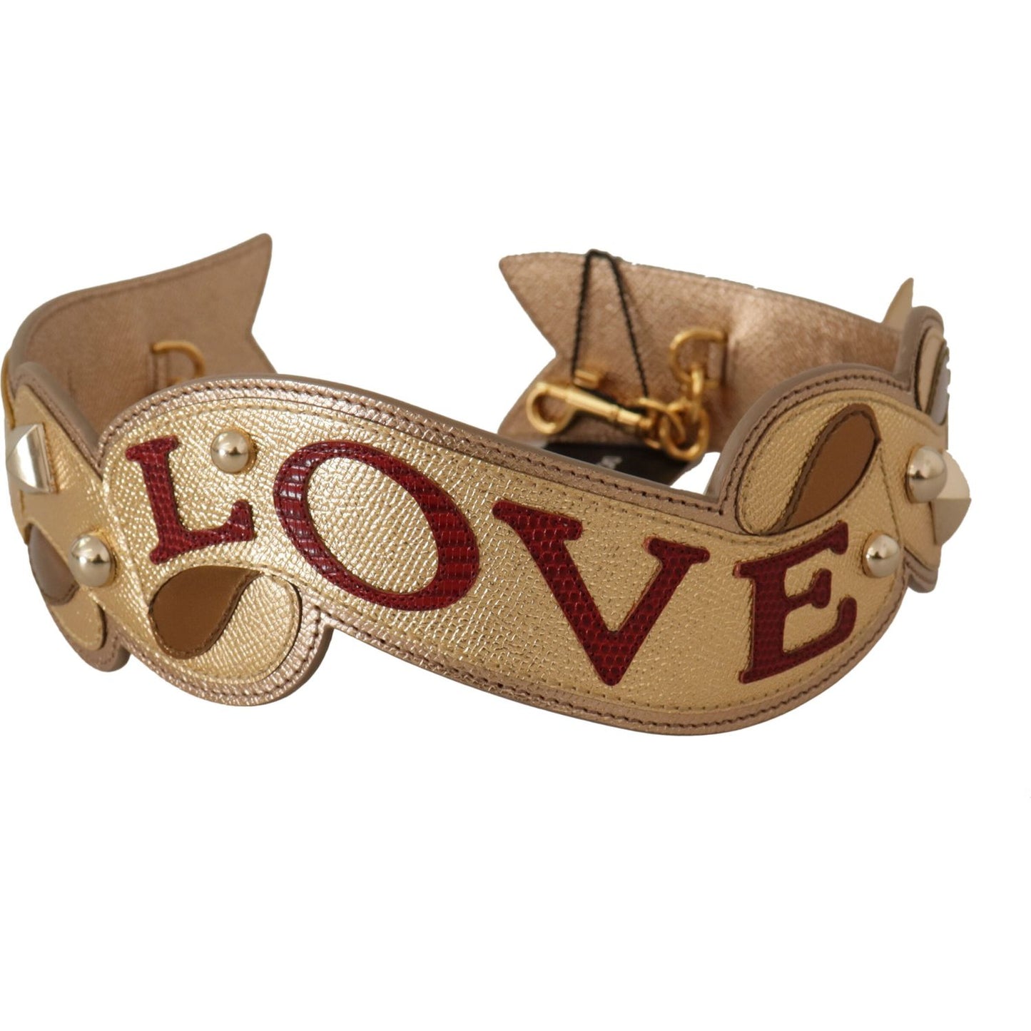 Dolce & Gabbana Gold Leather LOVE Patch Bag Shoulder Strap BEL8723