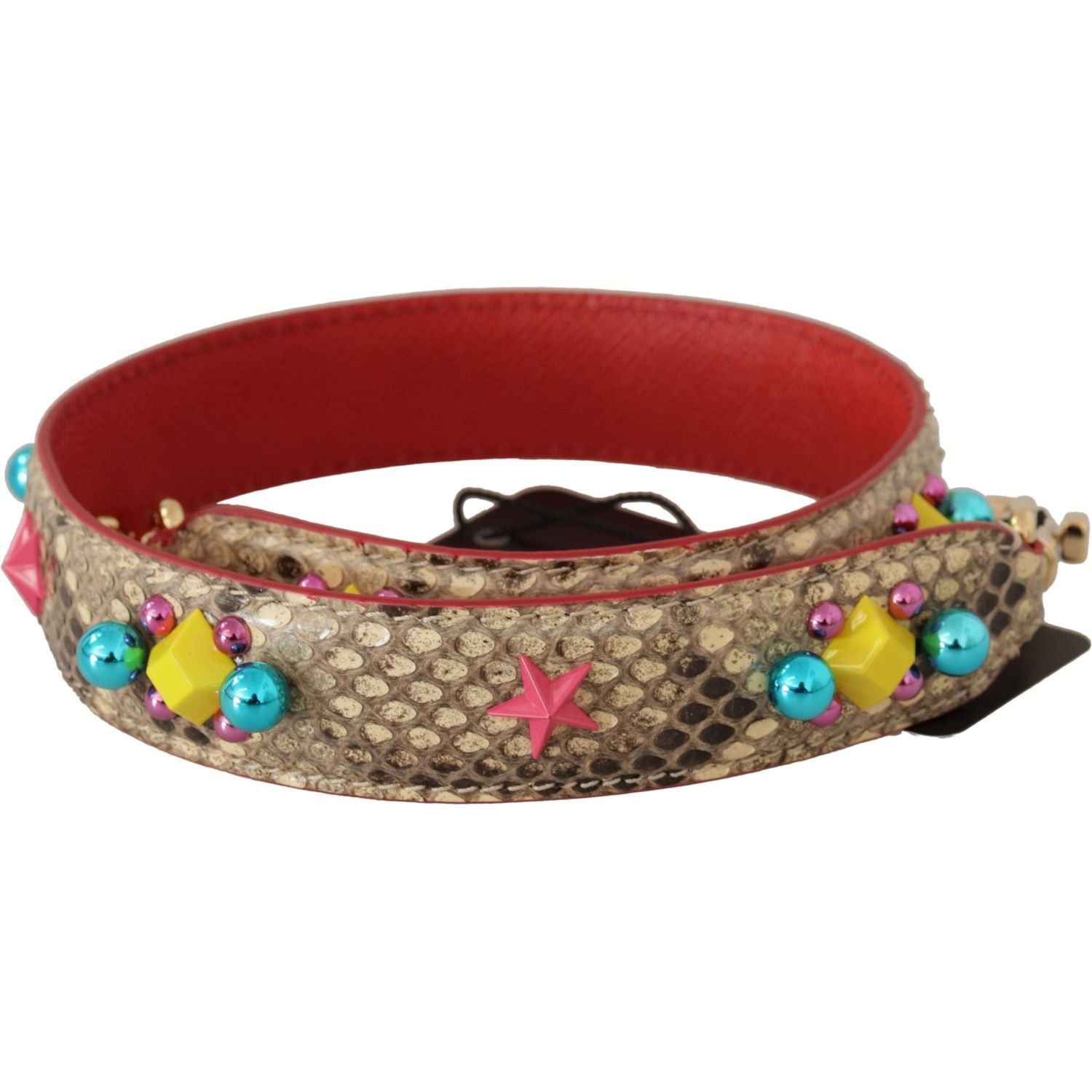 حزام حقيبة دولتشي آند غابانا من جلد الثعبان باللون البيج الرائع