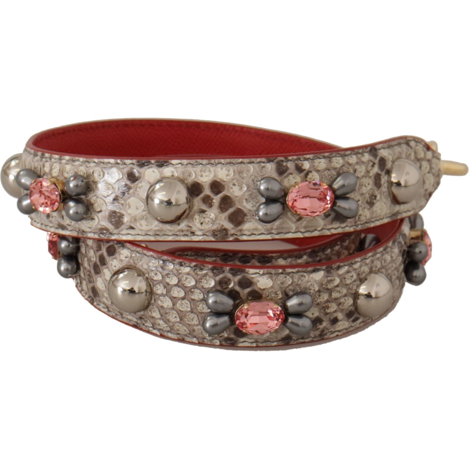 حزام حقيبة دولتشي آند غابانا الفاخر المصنوع من جلد الثعبان باللون البيج