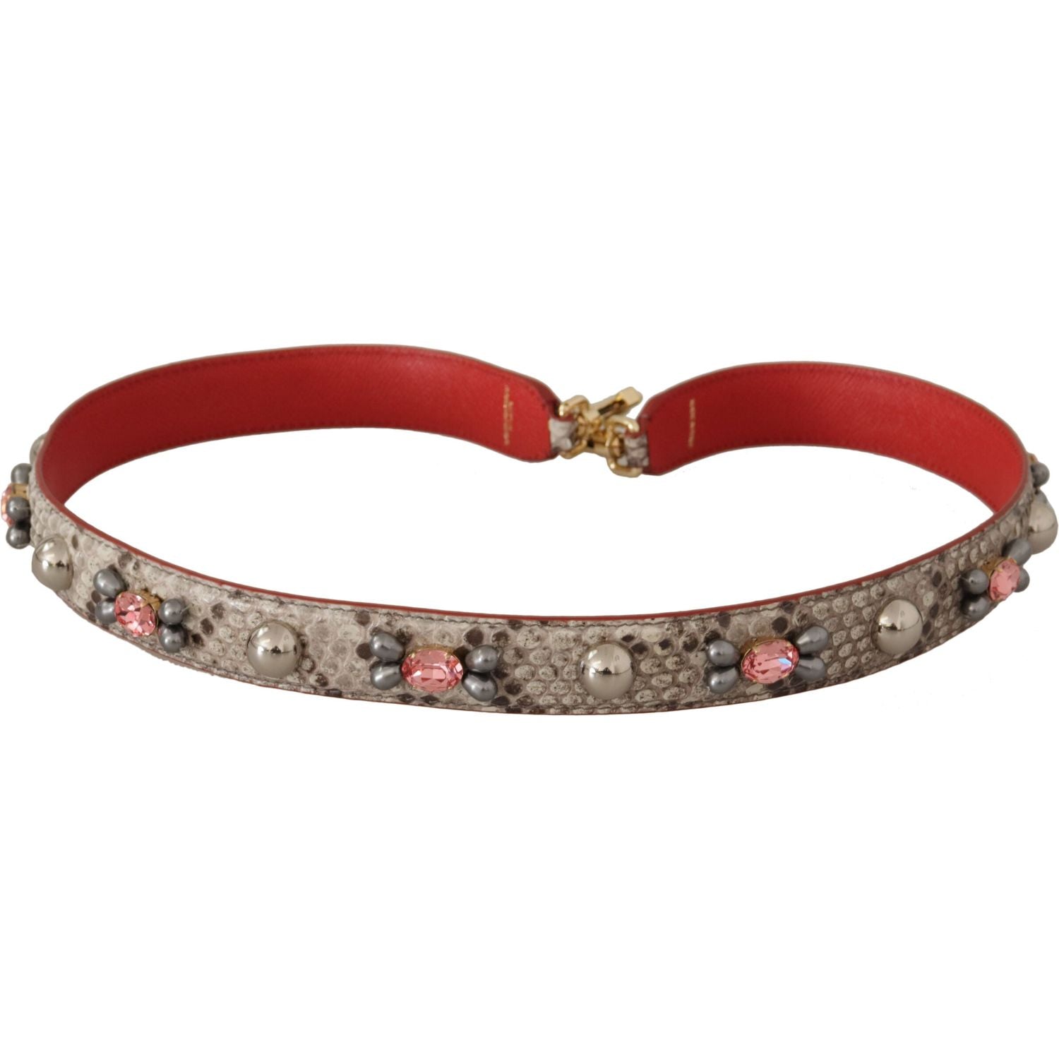 حزام حقيبة دولتشي آند غابانا الفاخر المصنوع من جلد الثعبان باللون البيج