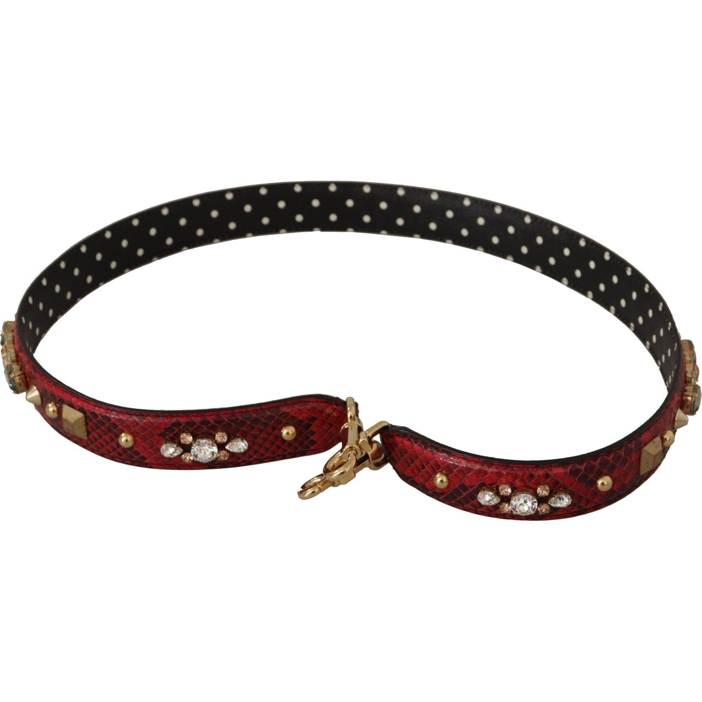 Dolce & Gabbana Red Python Leather Crystals Reversible Shoulder Strap