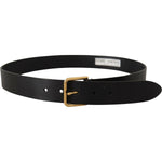 Dolce & Gabbana Black Calf Leather Gold Tone Logo Metal Buckle Belt BEL8520 - 85