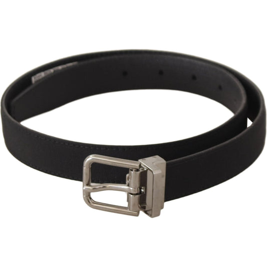Dolce & Gabbana Black Canvas Leather Silver Tone Metal Buckle Belt BEL8650 - 70