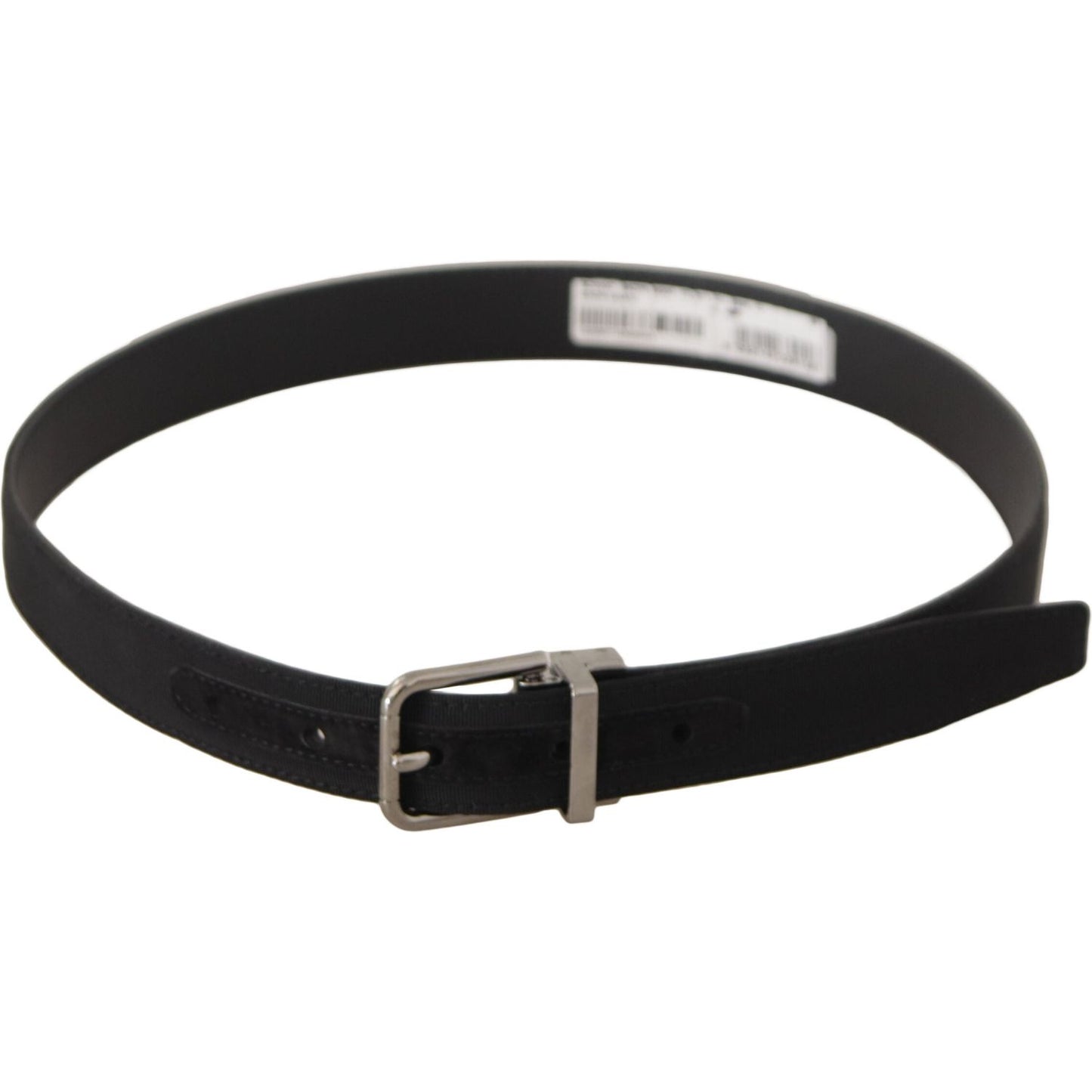 Dolce & Gabbana Black Canvas Leather Silver Tone Metal Buckle Belt