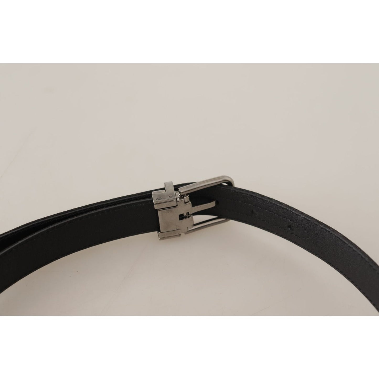 Dolce & Gabbana Black Canvas Leather Silver Tone Metal Buckle Belt BEL8650 - 70
