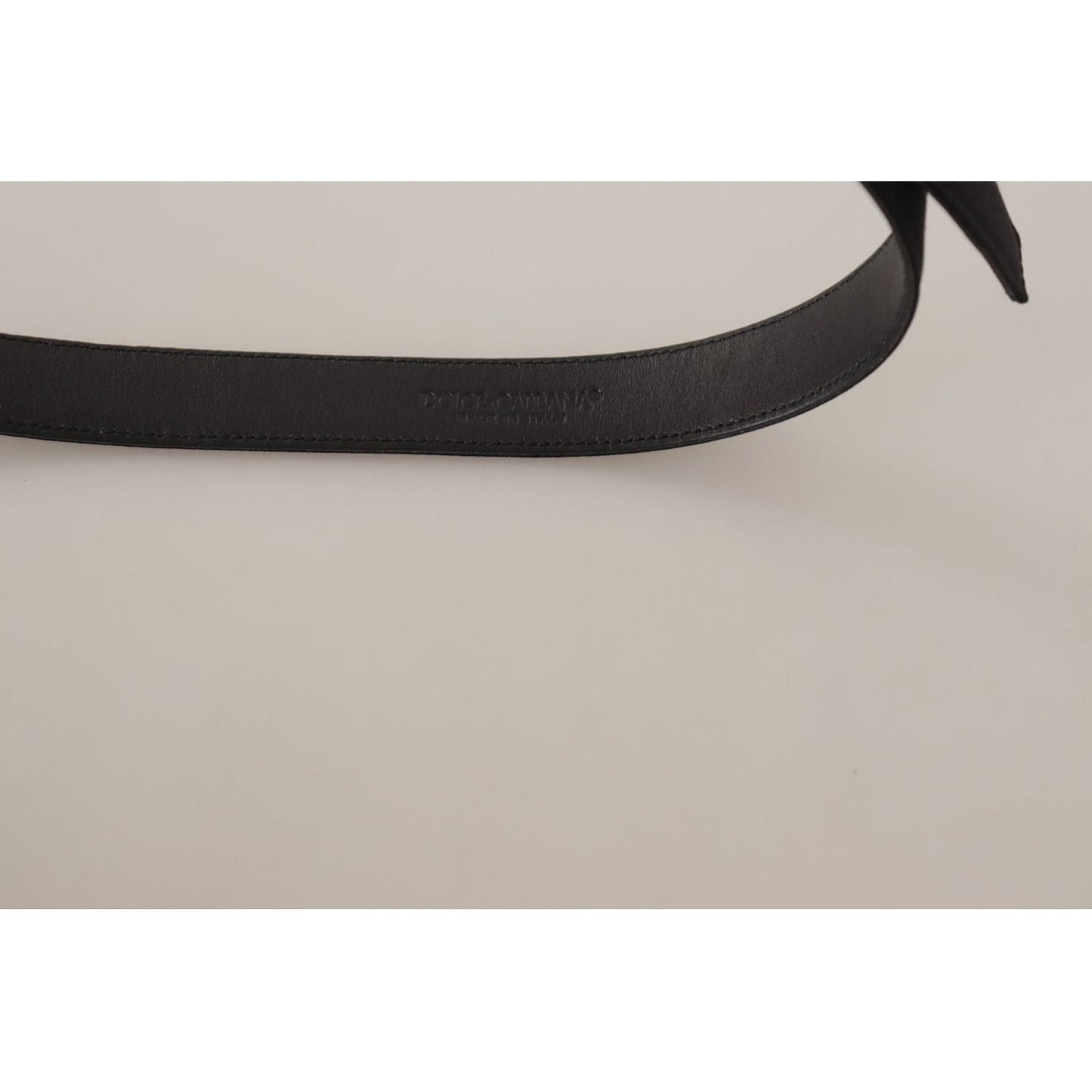 Dolce & Gabbana Black Calfskin Leather Vintage Metal Buckle Belt BEL8685 - 75