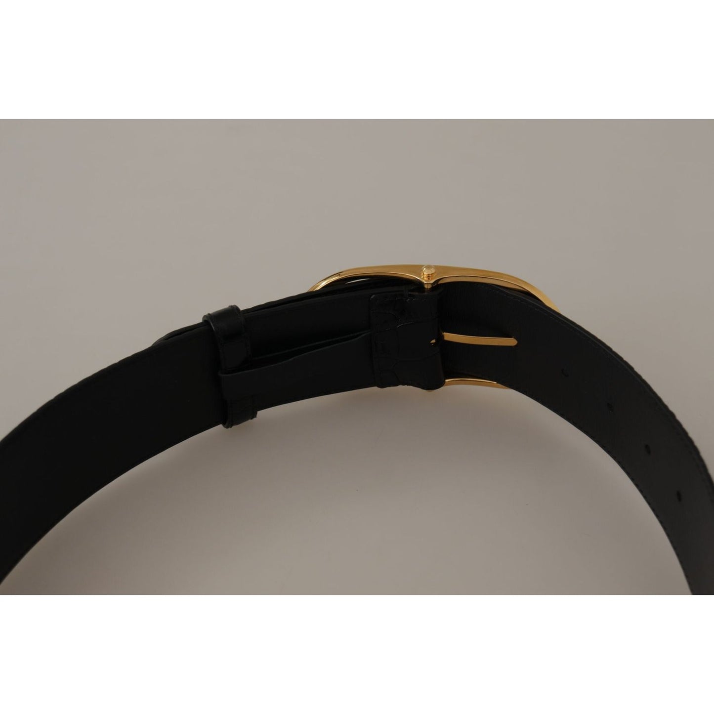 Dolce & Gabbana Black Embossed Leather Gold Tone Metal Buckle Belt WMB137 - 80